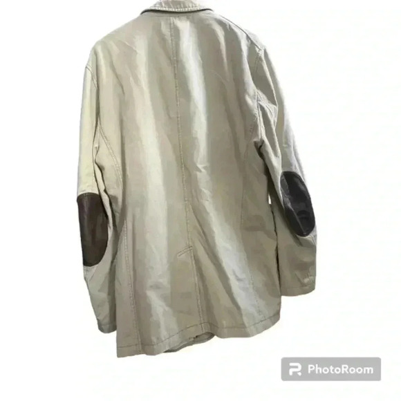 Club Monaco 2 button blazer coat cotton leather elbow patch largr - Picture 2 of 7